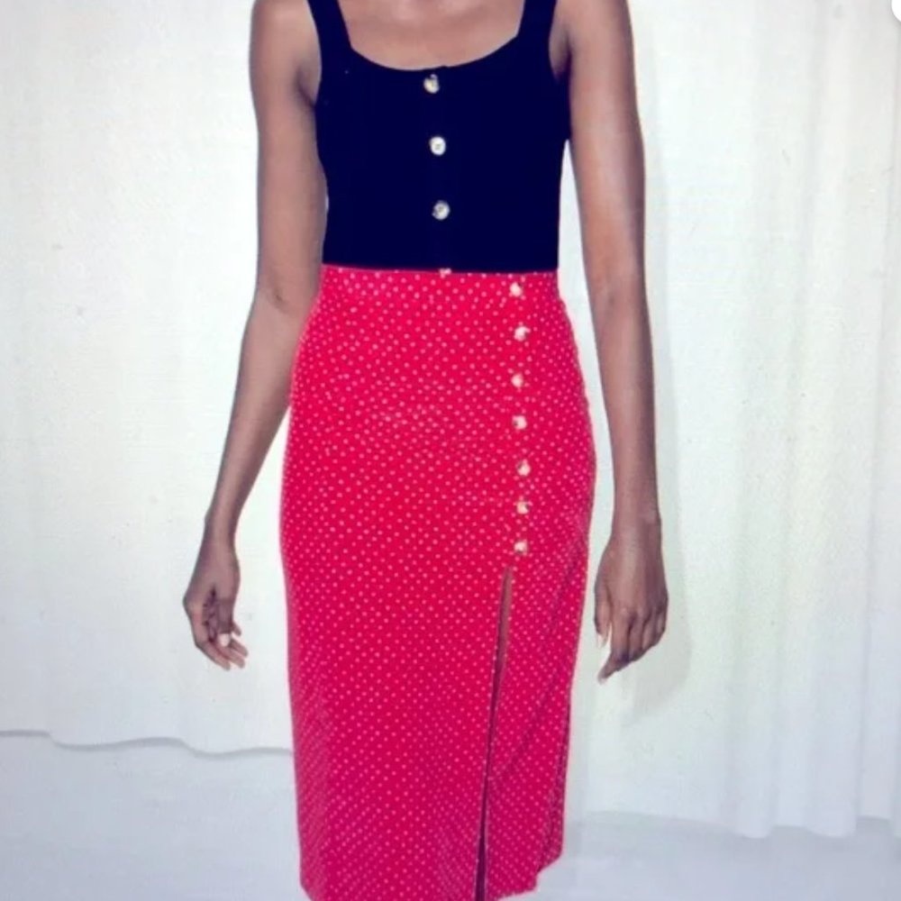 &otherstories midi polka dot skirt in red. In great condition.